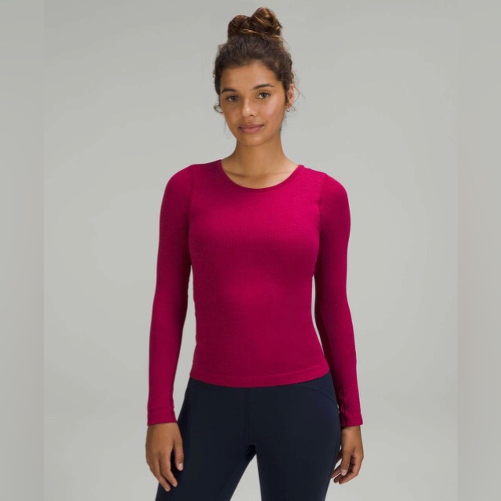 Lululemon Ebb to Street Waist-Length long Sleeve Tee Pomegranate Size 6